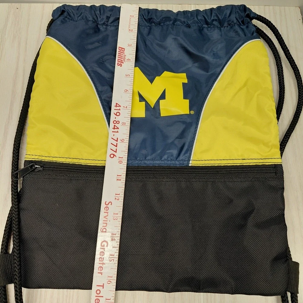 Michigan Wolverines NCAA Drawstring Bag Backpack Cinch Book Sack Blue Yellow